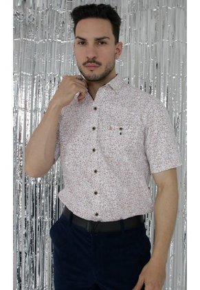 Camisa Para Hombre Manga Corta Beige Marca L&H