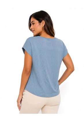 Blusa Para Mujer Manga Corta Aguamarina Marca L&H Ref. 2J412286