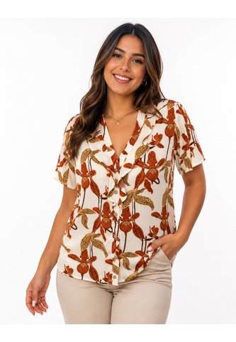 Blusa Para Mujer Manga Corta Terracota Marca L&H Ref. 2J412288 L&H