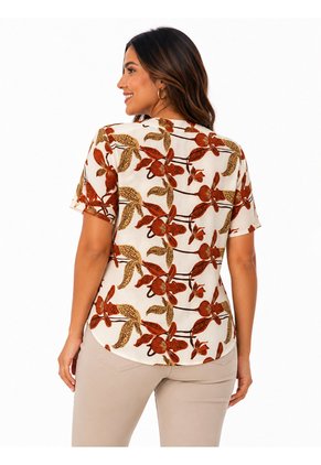 Blusa Para Mujer Manga Corta Terracota Marca L&H Ref. 2J412288