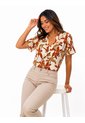 Blusa Para Mujer Manga Corta Terracota Marca L&H Ref. 2J412288 de L&H