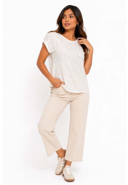 Blusa Para Mujer Manga Corta Blanco Marca L&H Ref. 2J412286