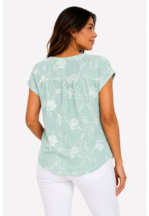 Blusa Para Mujer Manga Corta Verde Marca L&H Ref. 2J412282