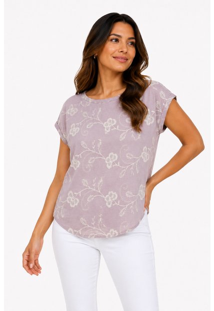 Blusa Para Mujer Manga Corta Lila Marca L&H Ref. 2J412282