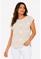 Blusa Para Mujer Manga Corta Beige Marca L&H Ref. 2J412282 de L&H