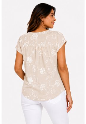 Blusa Para Mujer Manga Corta Beige Marca L&H Ref. 2J412282