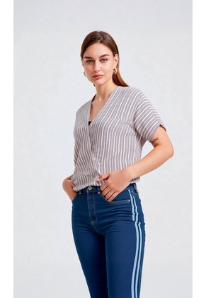 Blusa Para Mujer Manga Corta Azul Marca L&H Ref. 2J412259