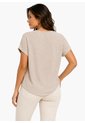 Camiseta Para Mujer Manga Corta Beige Marca L&H Ref. 2J409138 de L&H