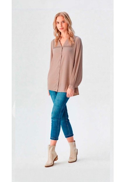 Blusa Para Mujer Manga 3/4 Beige Marca L&H Ref. 5P412283