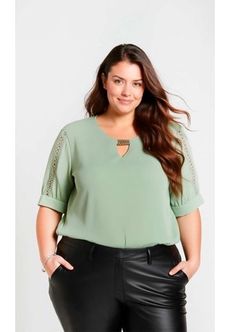 Blusa Para Mujer. Manga Corta Verde Marca L&H Ref. 5P612103 L&H