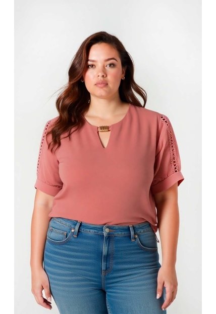 Blusa Para Mujer. Manga Corta Rosado Marca L&H Ref. 5P612103
