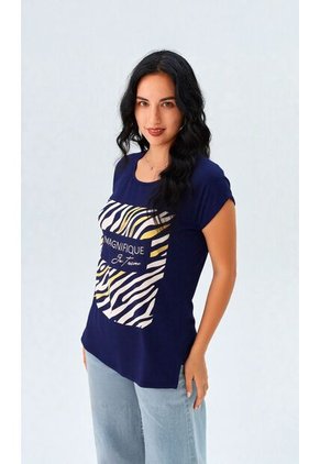 Camiseta Para Mujer Manga Corta Azul Marca L&H Ref. 5G409258