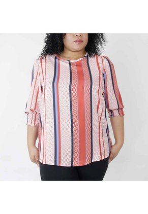 Blusa Para Mujer. Manga 3/4 Naranja Marca L&H