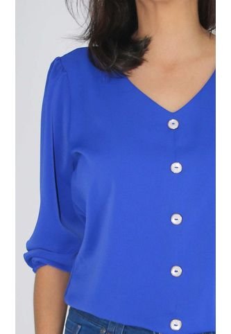 Blusa Para Mujer Manga 3/4 Azul Marca L&H L&H