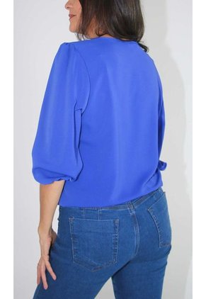 Blusa Para Mujer Manga 3/4 Azul Marca L&H
