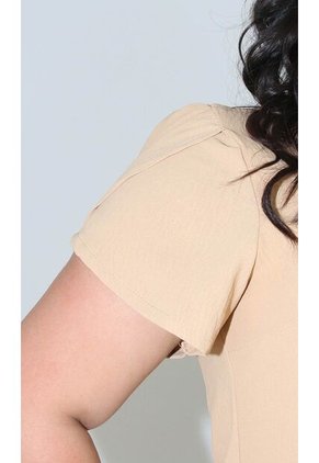 Blusa Para Mujer. Manga Corta Taupe Marca L&H