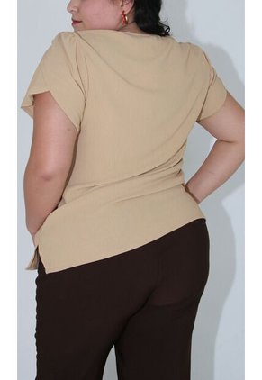 Blusa Para Mujer. Manga Corta Taupe Marca L&H