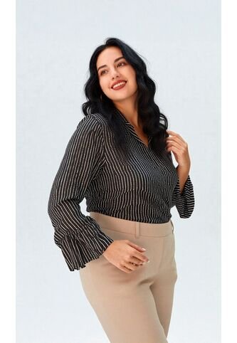 Blusa Para Mujer. Manga 3/4 Negro Marca L&H L&H