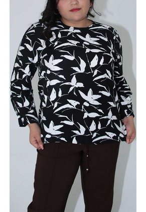 Blusa Para Mujer. Manga 3/4 Negro Marca L&H