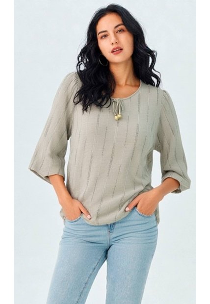 Blusa Para Mujer Manga 3/4 Verde Marca L&H Ref. 1F412727