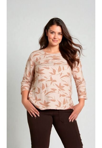 Blusa Para Mujer. Manga 3/4 Taupe Marca L&H