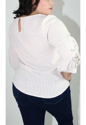 Blusa Para Mujer. Manga 3/4 Taupe Marca L&H