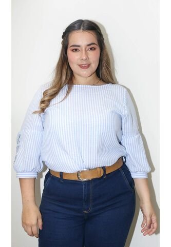 Blusa Para Mujer. Manga 3/4 Azul Marca L&H L&H