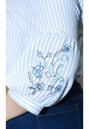 Blusa Para Mujer. Manga 3/4 Azul Marca L&H