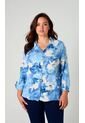 Blusa Para Mujer. Manga 3/4 Azul Marca L&H de L&H