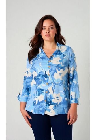 Blusa Para Mujer. Manga 3/4 Azul Marca L&H L&H