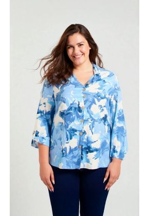 Blusa Para Mujer. Manga 3/4 Azul Marca L&H