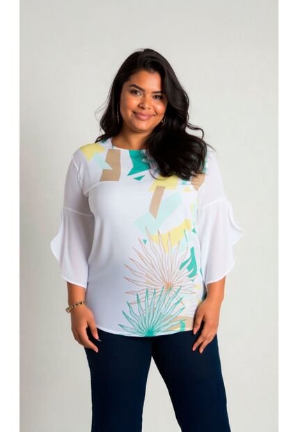 Blusa Para Mujer. Manga 3/4 Verde Marca L&H