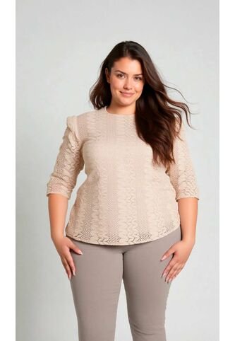 Blusa Para Mujer. Manga 3/4 Beige Marca L&H L&H