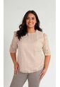 Blusa Para Mujer. Manga 3/4 Beige Marca L&H de L&H
