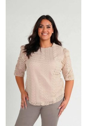 Blusa Para Mujer. Manga 3/4 Beige Marca L&H