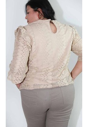 Blusa Para Mujer. Manga 3/4 Beige Marca L&H