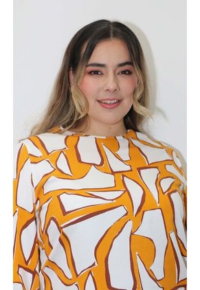 Blusa Para Mujer. Manga 3/4 Mostaza Marca L&H