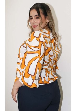 Blusa Para Mujer. Manga 3/4 Mostaza Marca L&H