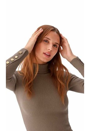Camiseta Para Mujer Manga Larga Beige Marca L&H Ref. 1F409543