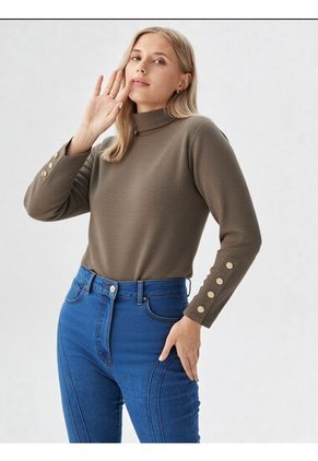 Camiseta Para Mujer Manga Larga Beige Marca L&H Ref. 1F409543