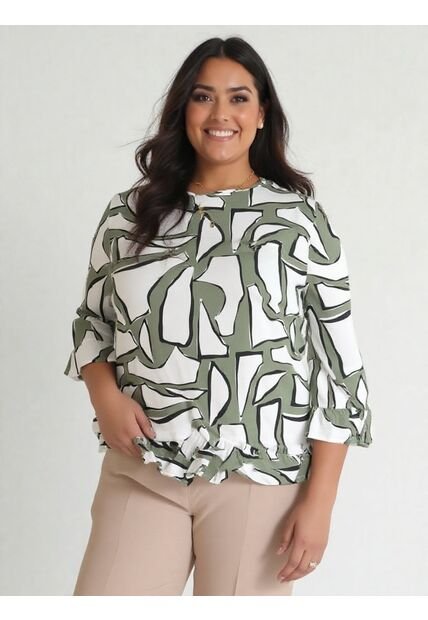 Blusa Para Mujer. Manga 3/4 Verde Marca L&H