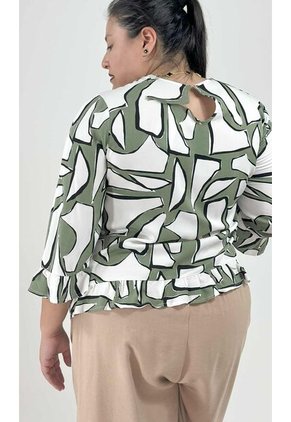 Blusa Para Mujer. Manga 3/4 Verde Marca L&H