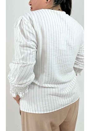 Blusa Para Mujer. Manga 3/4 Blanco Marca L&H