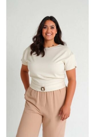 Blusa Para Mujer. Manga Corta Beige Marca L&H L&H