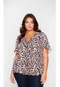 Blusa Para Mujer. Manga Corta Cafe Marca L&H Ref. 5P612107 de L&H