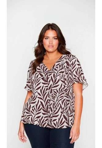 Blusa Para Mujer. Manga Corta Cafe Marca L&H Ref. 5P612107 L&H