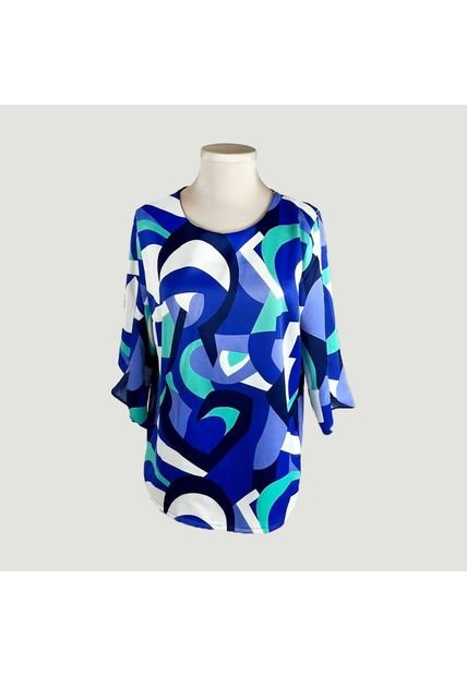 Blusa Para Mujer Manga 3/4 Azul Rey Marca L&H