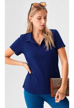 Camiseta Para Mujer Manga Corta Azul Marca L&H Ref. 4R409233