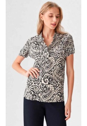 Blusa Para Mujer Manga Corta Negro Marca L&H Ref. 2J412281