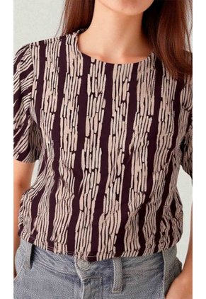 Camiseta Para Mujer Manga 3/4 Cafe Marca L&H Ref. 1F409552